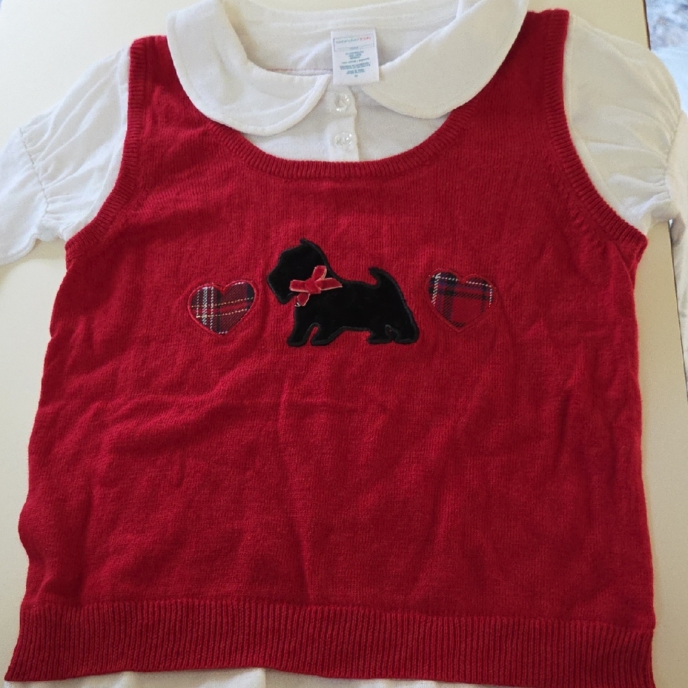 Wonderkids Red Sweater with Dog and Heart Accents